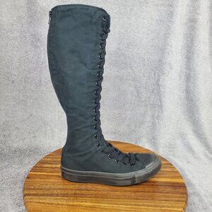 Converse Chuck Taylor All Star Knee High Shoes Women's 7 Black Zip Up Sneakers